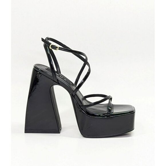 Aqua Chance Strappy Open Toe Platform Block Heels Black Size 8 (MSRP $118) - Picture 2 of 10